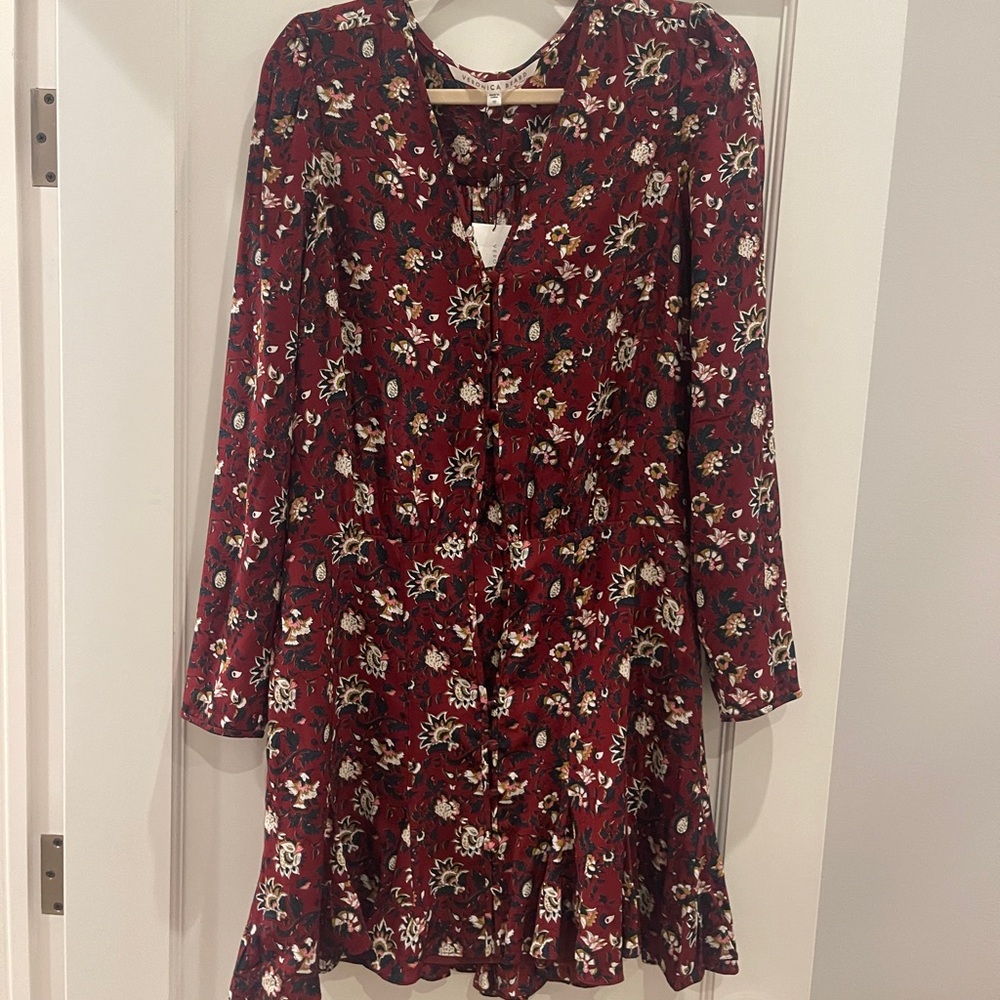 Veronica Beard Burgundy Floral Dress